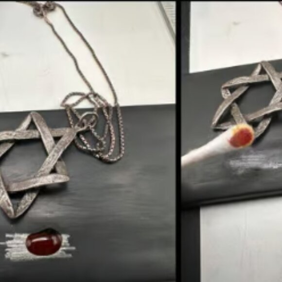 Vintage Asymmetrical Sterling Textured Star Of David Pendant - Picture 7 of 10